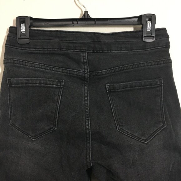 ZY13 Winter Jean Black Skinny Fleece Lining Size 26" Stretch front Slit Details - Picture 5 of 10